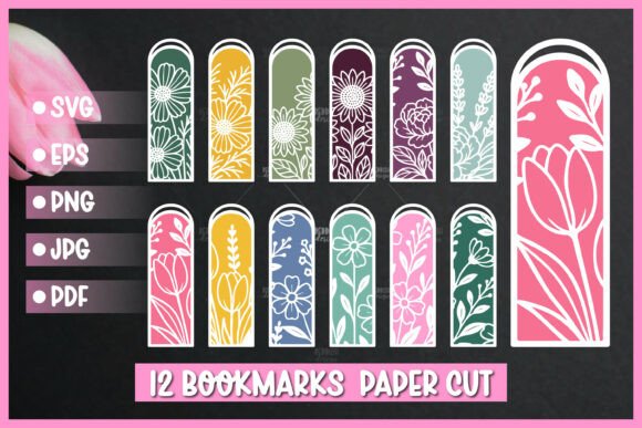 12 Floral Bookmarks: A Versatile Graphics Asset for Crafts