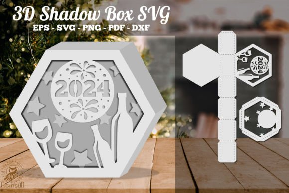 2024 New Year Hexagon Shadow Box SVG: Graphics for Crafts