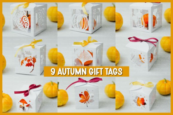 9 Autumn Gift Box Template 3D SVG for Fall Branding