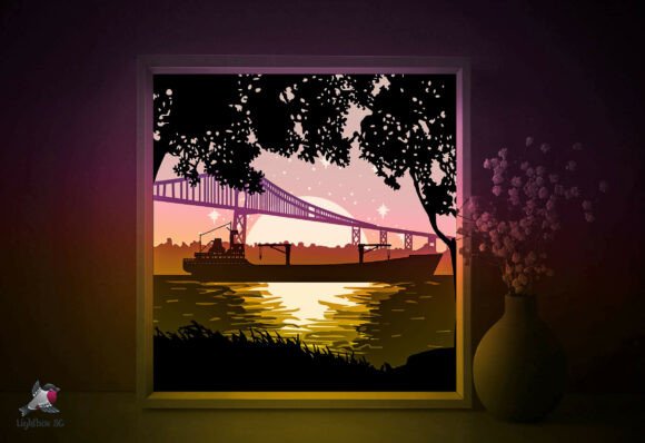 Bridge Papercut Lightbox Template: A 3D SVG for Shadow Boxes