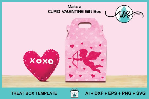 Charming 3D Valentine Cupid Gift Box SVG