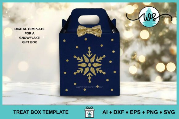 Christmas 3D SVG Snowflake Gift Box Template