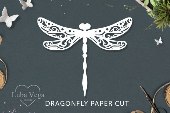 Dragonfly Paper Cut Svg for Graphics and Crafts