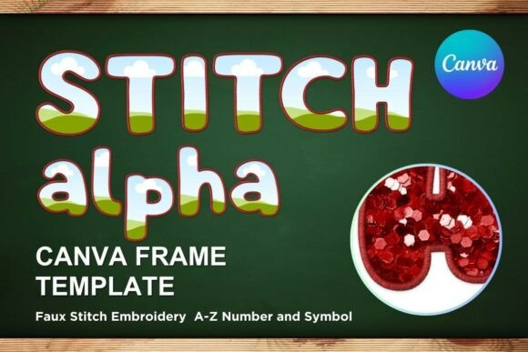 Faux Embroidery Canva Frame Letters for Graphics