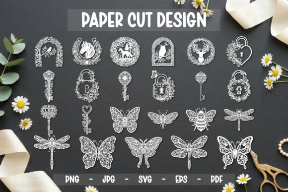 Floral Cute Paper Cut SVG Bundle for Graphics and Crafts