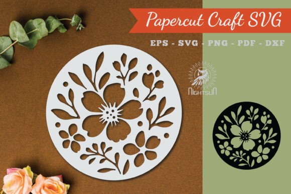 Floral Round Paper Cut SVG 1: A Versatile Asset for Crafts and Graphics