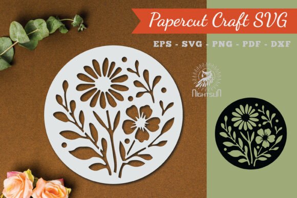 Floral Round Paper Cut SVG 3: A Versatile Graphics and Crafts Asset