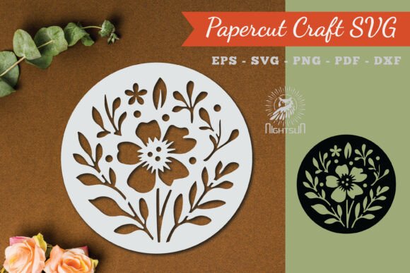 Floral Round Paper Cut SVG 5: A Versatile Graphics Asset for Crafts