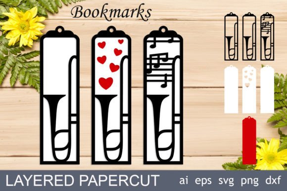 Music Bookmarks Layered Svg for Graphics and Crafts