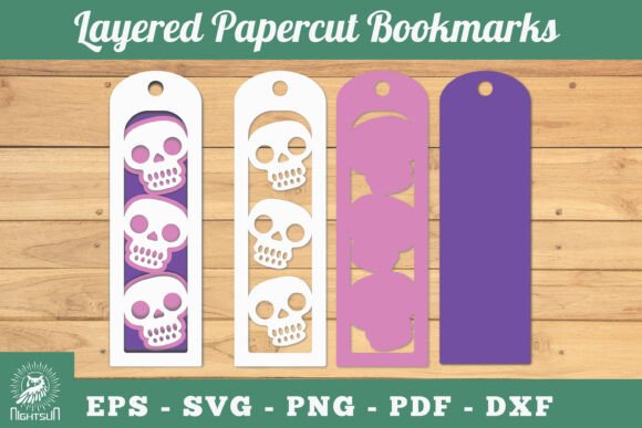 Skleton Layered Papercut Bookmarks SVG: Graphics & Crafts