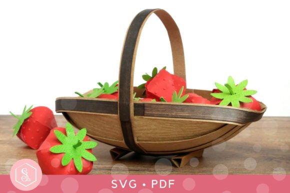 Strawberry Trug SVG: A Charming 3D Shapes Asset