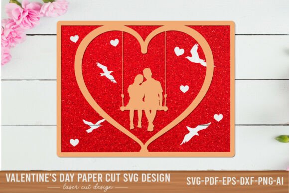 Valentine Heart Couple Paper Cut SVG for Creative Crafts